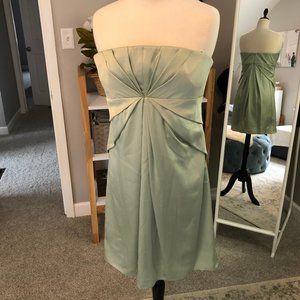 BCBGMaxAzria Mint Strapless Pleated Silk Dress